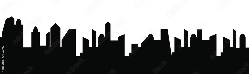 City silhouette. Black color. Isolated background. Vector