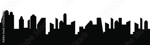 City silhouette. Black color. Isolated background. Vector