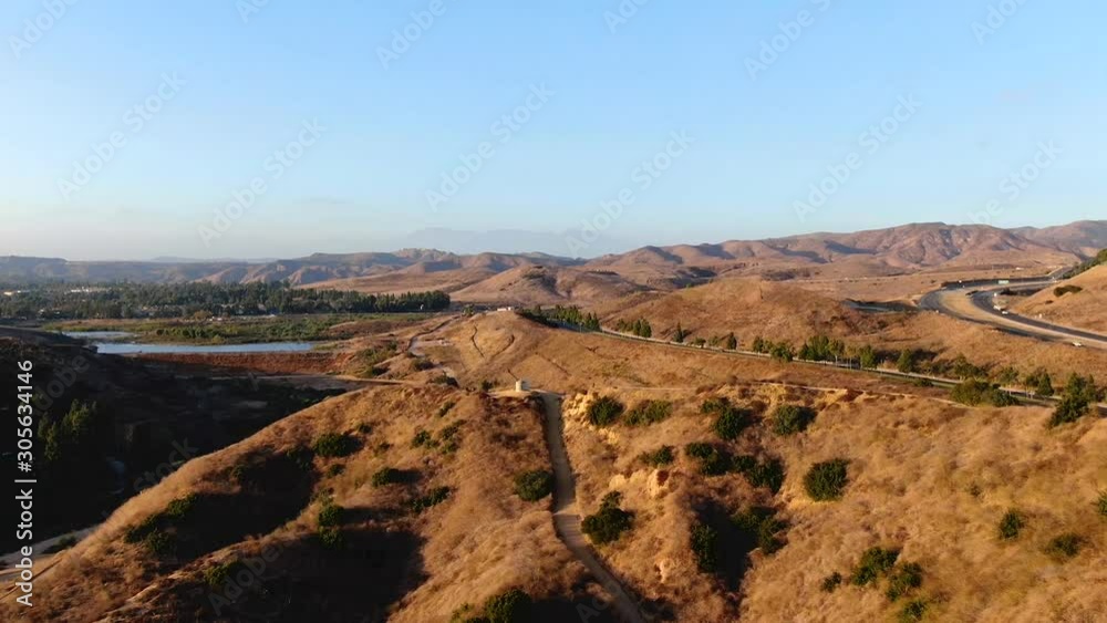 Drone time-lapse of Peter's Canyon. Beautiful hiking trail in the fall near golden hour. Drone time-lapse of Peter's Canyon. Beautiful hiking trail in the fall near golden hour.