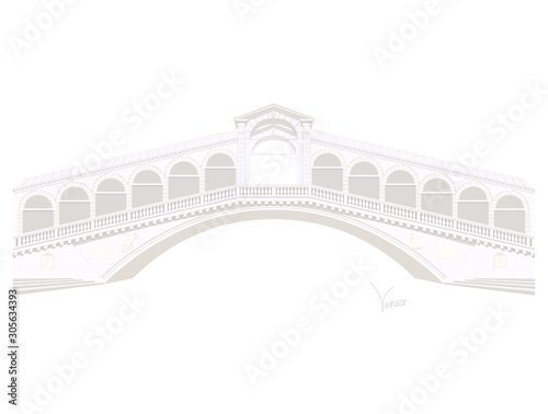 The famous bridge in Venice vector color illustration isolated on white background.