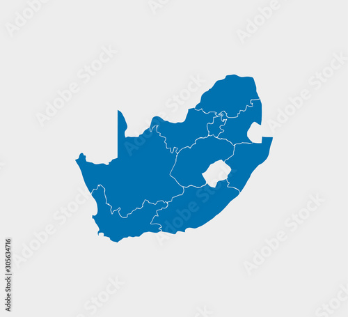 South Africa Map, states border map. Vector illustration. photo