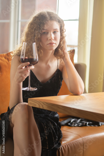 girl with wine