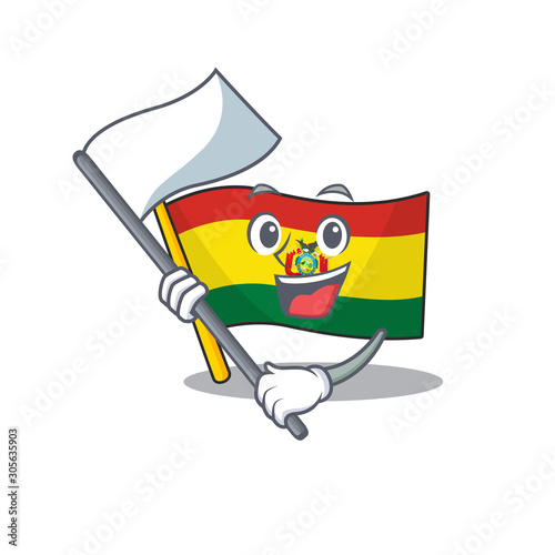 cute flag standing with flag guatermala cartoon character style