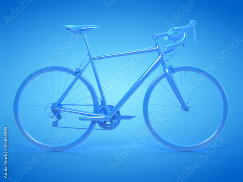 3d rendered illustration of a blue racing bike