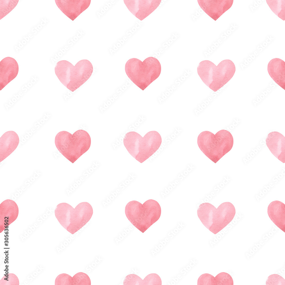 Seamless pattern Watercolor Valentine Red Heart Clipart Valentines day colorful pastel hearts, trendy, spring, love, wedding, romantic,  digital paper