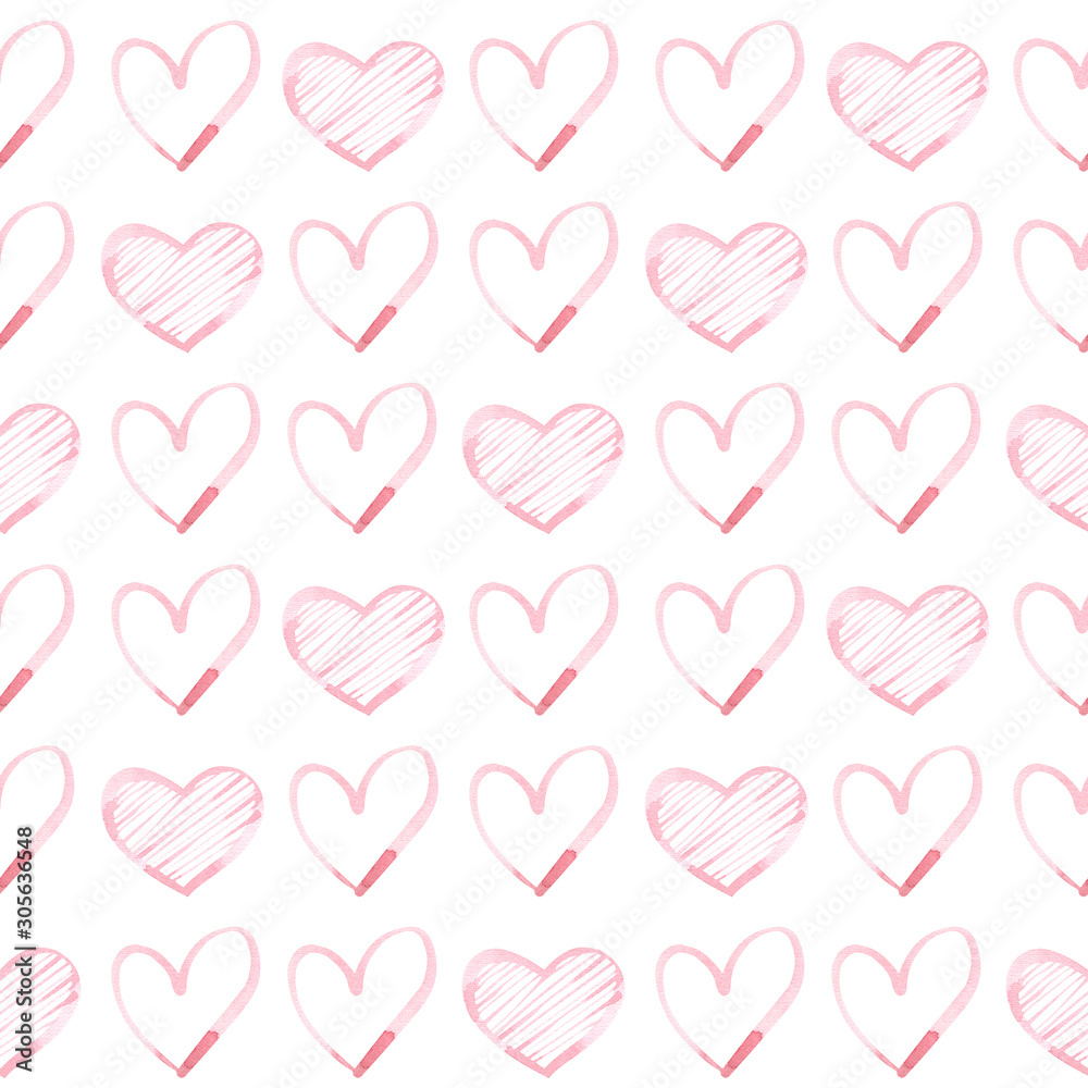  Seamless pattern Valentine Red Heart Clipart Valentines day colorful pastel hearts, trendy, spring, love, wedding, romantic,  digital paper
