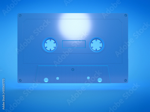 3d rendered illustration of an old blue cassette