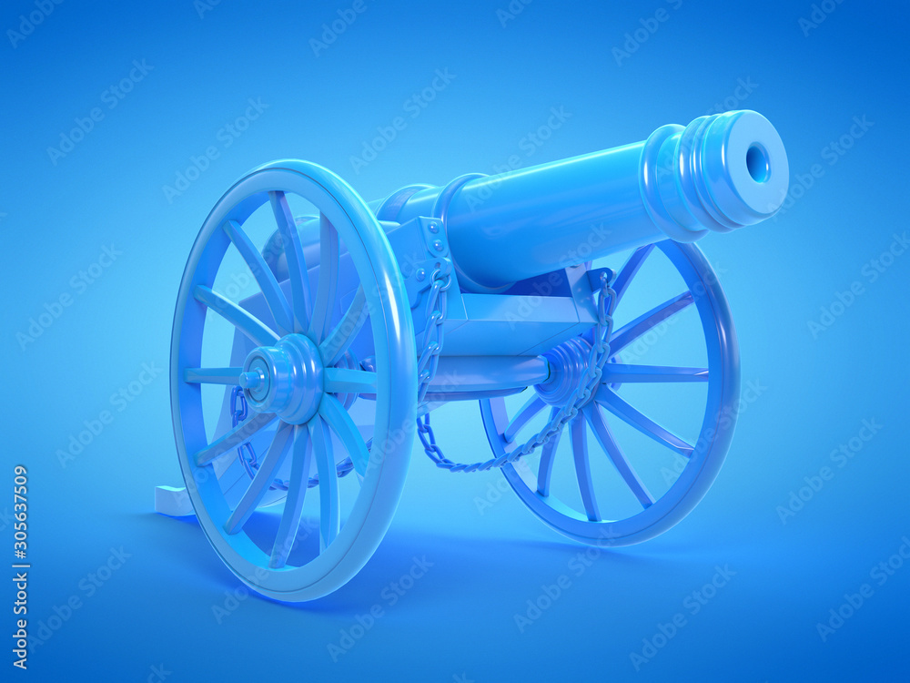 3d rendered illustration of a blue cannon