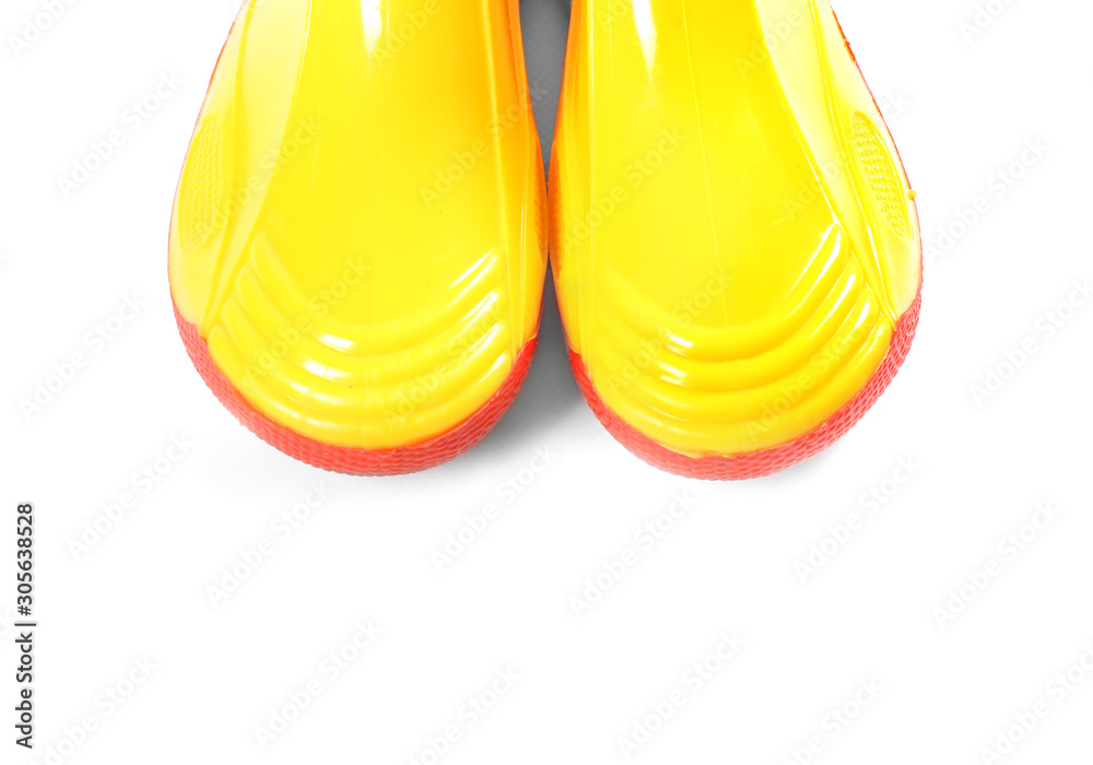 Stylish gumboots on white background Stylish gumboots on white background