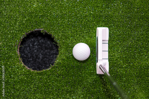 Close up shot of golf putt. Golf concept image.