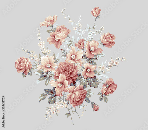 Fototapeta Naklejka Na Ścianę i Meble -  Decorative elegant luxury design.Vintage flower element.