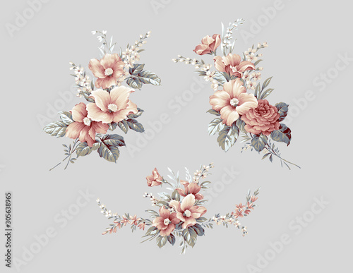Decorative elegant luxury design.Vintage flower element.