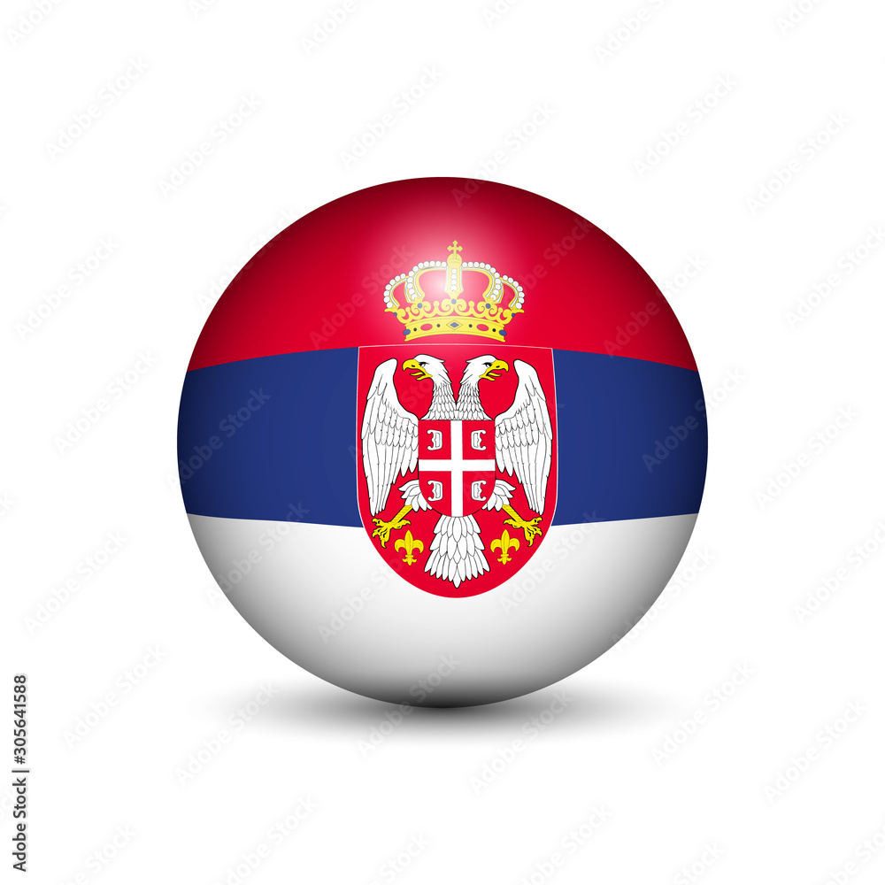 Flag of Serbia in the form of a ball isolated on white background. Flag of Serbia in the form of a ball isolated on white background.