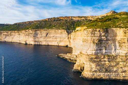 Aerial view of Dingli cliffs. Winter. End of Malta