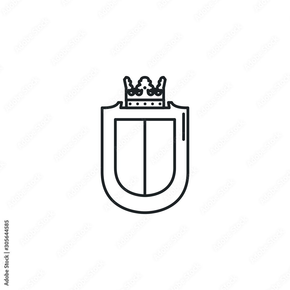 medieval shield with crown flat icon medieval shield with crown flat icon
