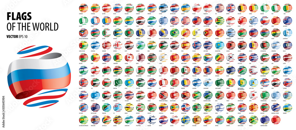 Obraz Flagi narodowe krajów. Wektorowa ilustracja na białym tle