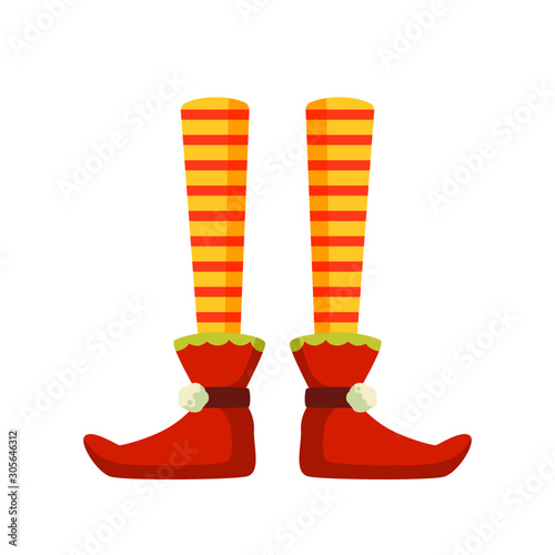 Xmas Elf feet flat vector illustration