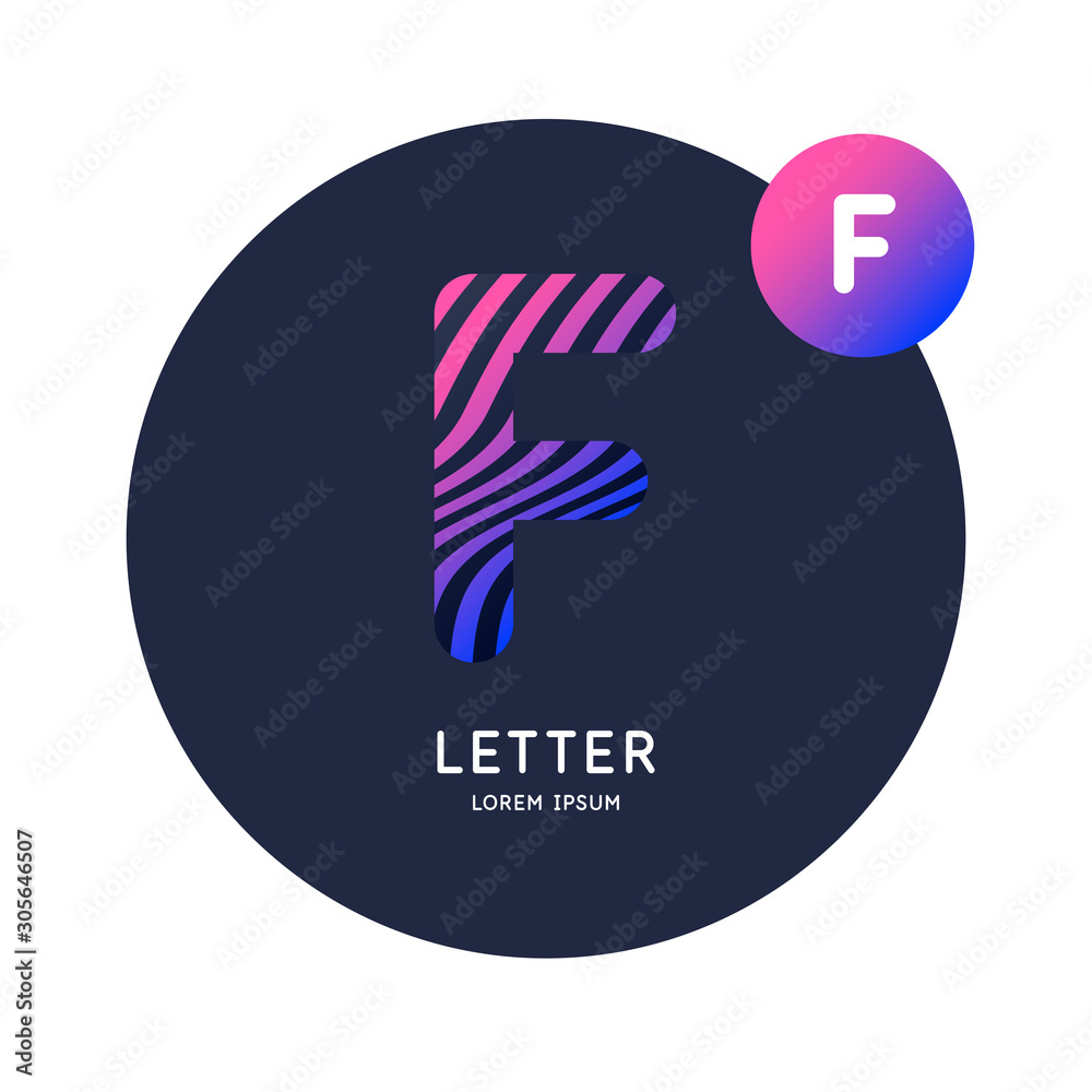 The letter F of the Latin alphabet. Display character in a bright contemporary style. The letter F of the Latin alphabet. Display character in a bright contemporary style.