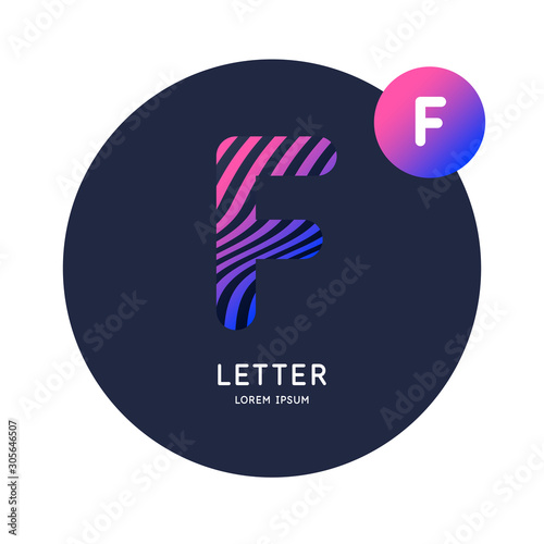 The letter F of the Latin alphabet. Display character in a bright contemporary style.