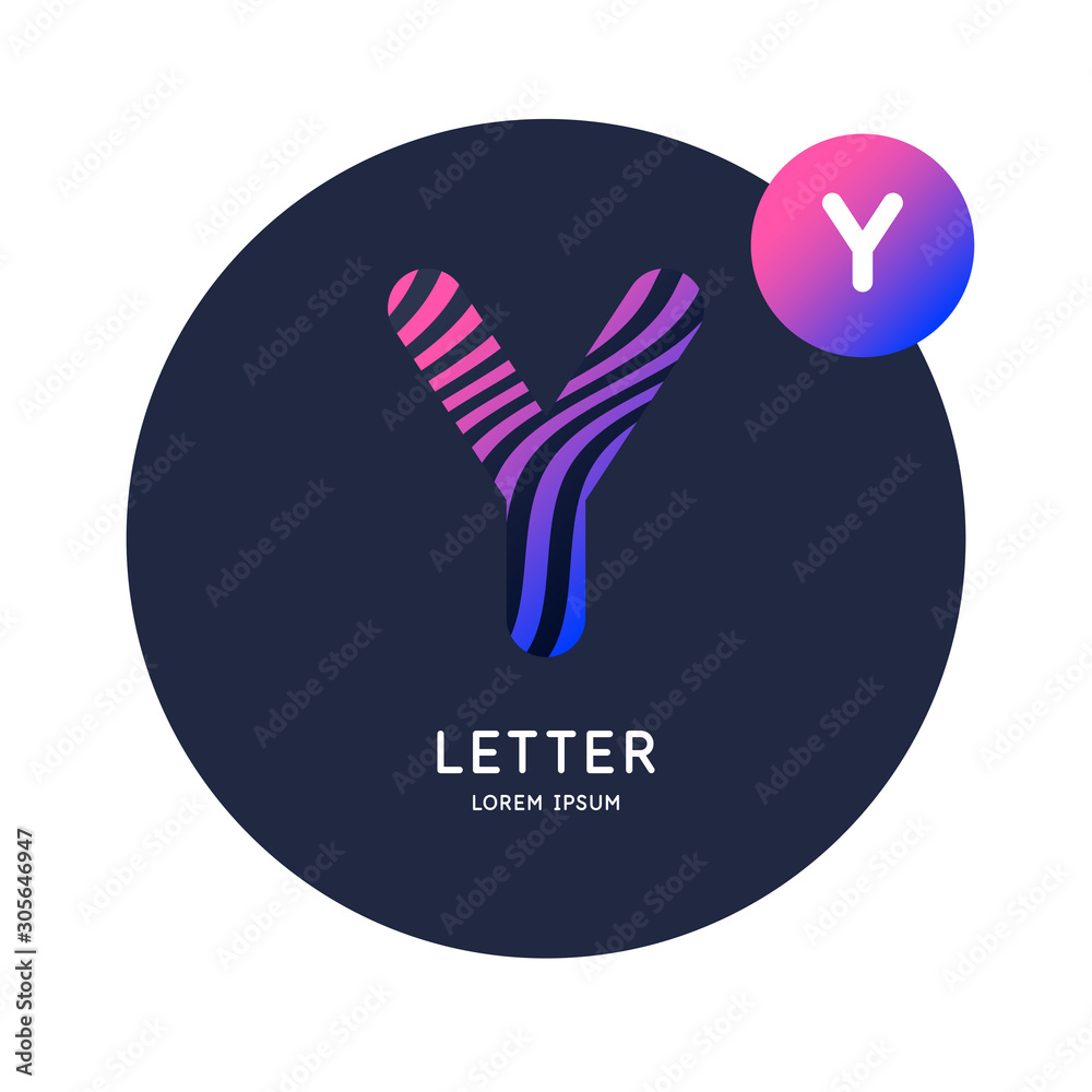 The letter Y of the Latin alphabet. Display character in a bright contemporary style. The letter Y of the Latin alphabet. Display character in a bright contemporary style.