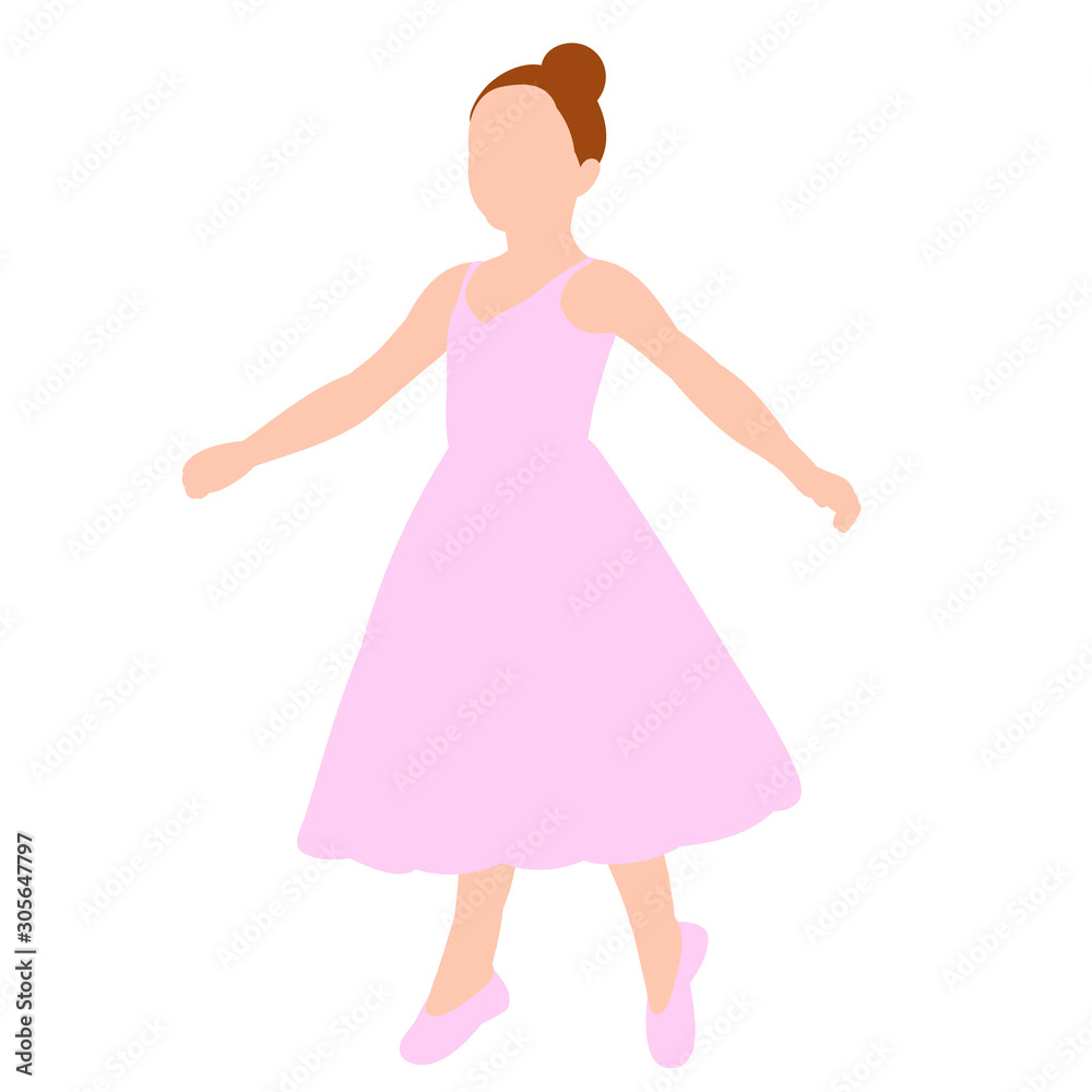 isolated, ballerina dancing in a flat style, no face isolated, ballerina dancing in a flat style, no face