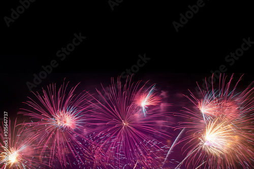 Colorful of fireworks in Happy New Year 2020 holiday festival