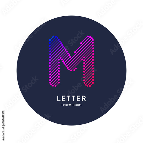 The letter M of the Latin alphabet. Display character in a bright contemporary style.