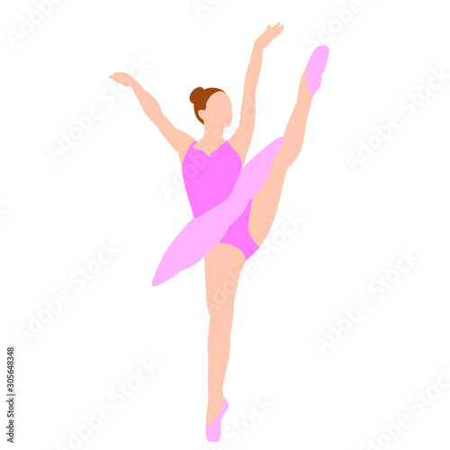 vector, isolated, ballerina dancing in a flat style