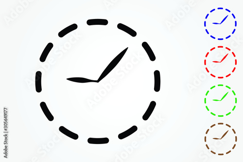 Clock icons with many colors on white background for time tracking vector illustration