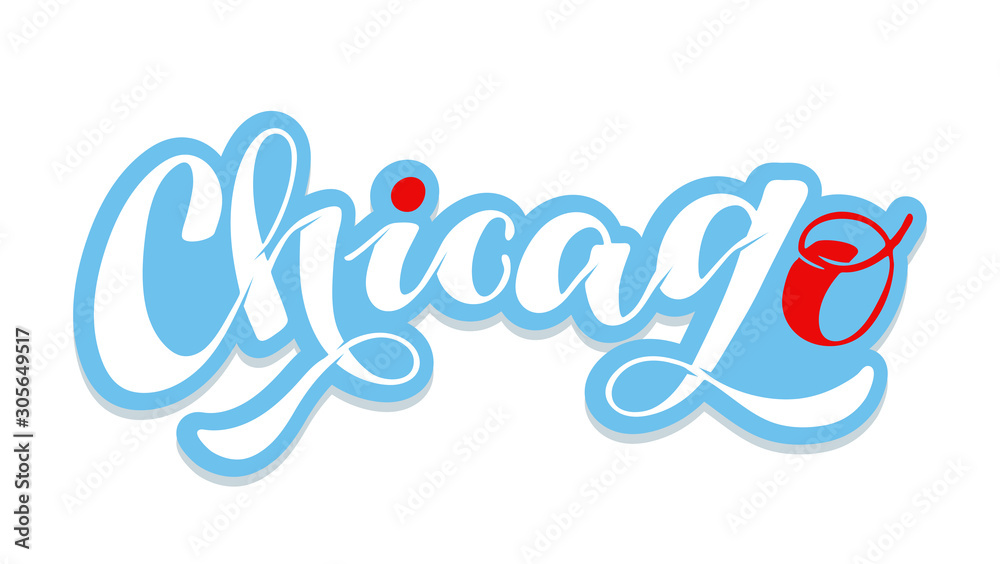 Obraz premium Chicago city label - cute hand drawn doodle lettering postcard banner