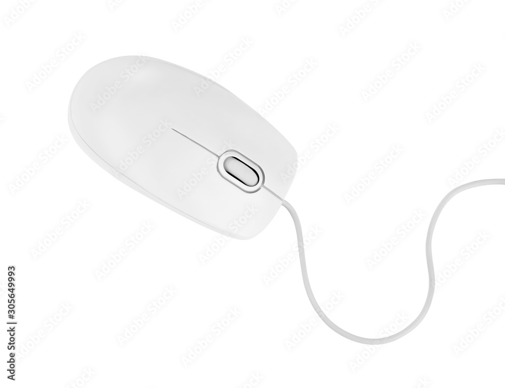 Modern wired optical mouse isolated on white, top view Modern wired optical mouse isolated on white, top view