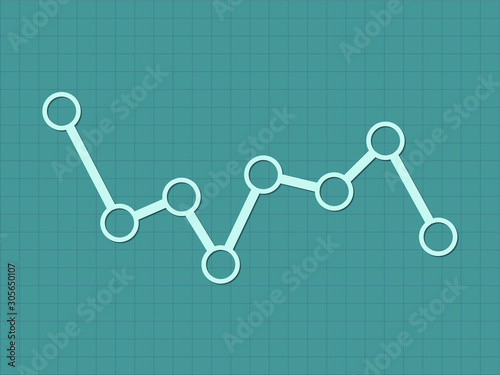 Trend of business with ups and downs on dark blue graph paper vector illustration