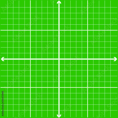 Graph page vector with axis lines using green color for education illustration