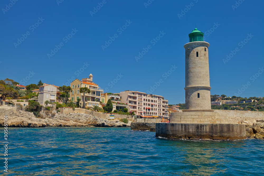 Lighthouse in Cassis town. Provence, France 