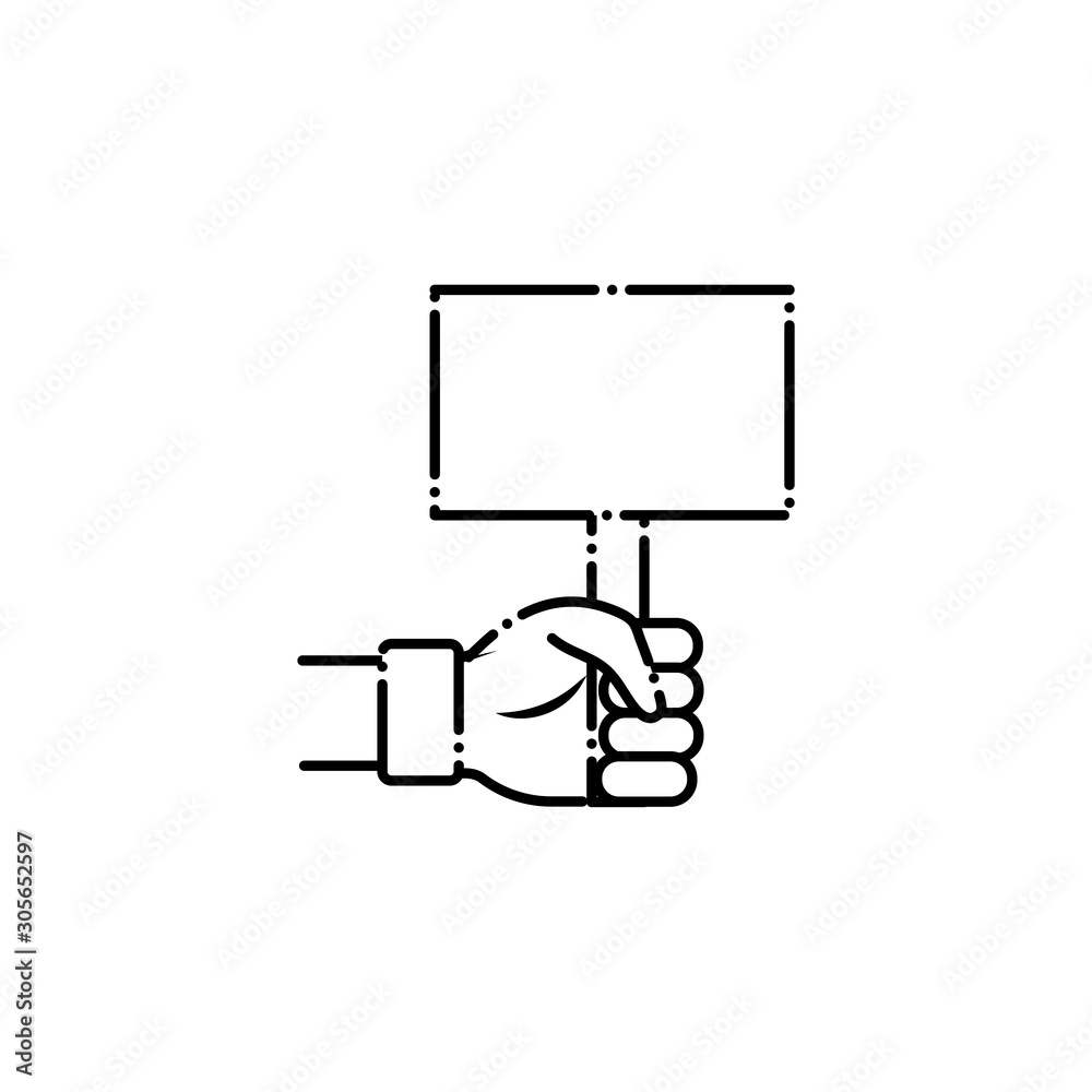 hand with banner protest vote line style icon hand with banner protest vote line style icon
