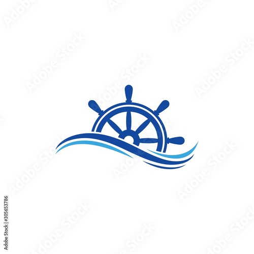 ship steering logo vector icon illustration template design 