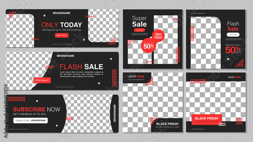 Sale template collection for promotion sale. Editable banner for social media post, web and internet. Black friday event sale