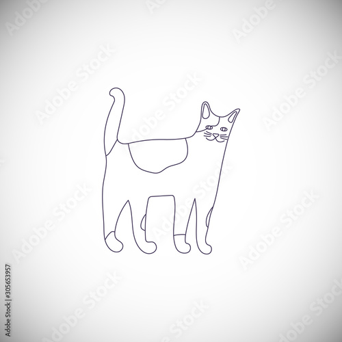 Line style character of cat. Icon of domestic metis breed for different design.