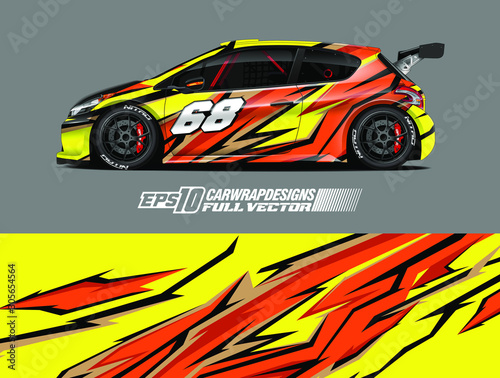 Car wrap decal designs. Abstract racing and sport background for car livery. Full vector eps 10.