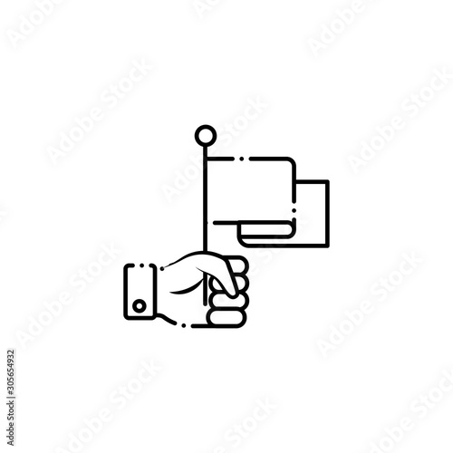 vote hand with flag line style icon