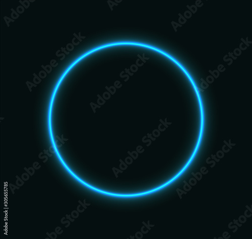 Blue neon circle for advertising and banner. EPS 10