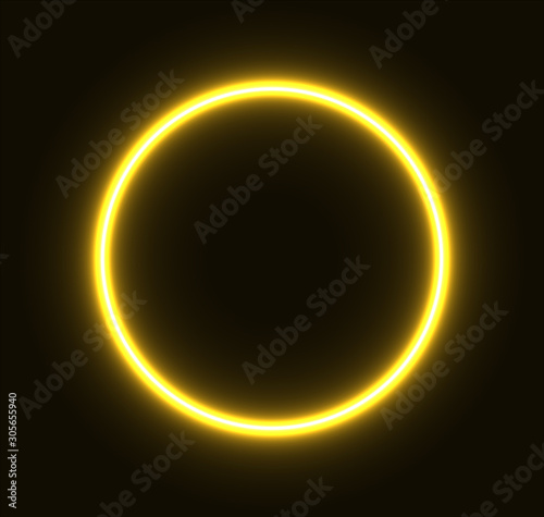  Neon yellow circle glowing for advertisement and banner. Eps 10