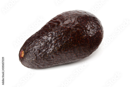 single brown avocado isolated on white background. Healthy food.