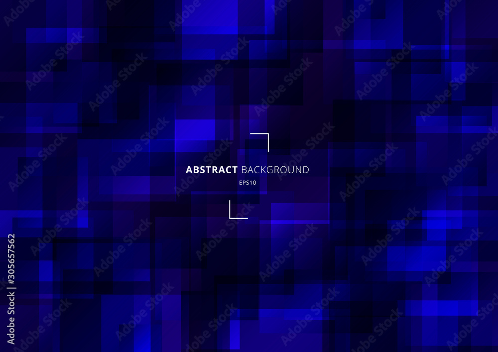 Abstract geometric squares overlapping blue background technology futuristic style.