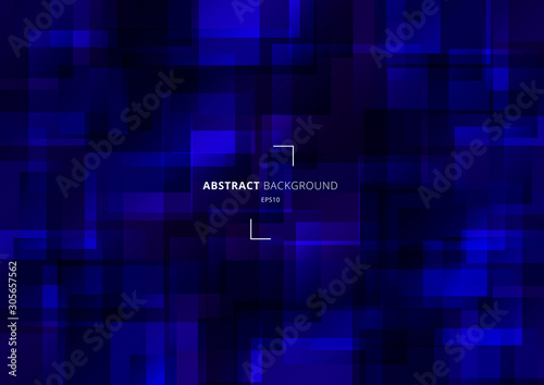 Wallpaper Mural Abstract geometric squares overlapping blue background technology futuristic style. Torontodigital.ca