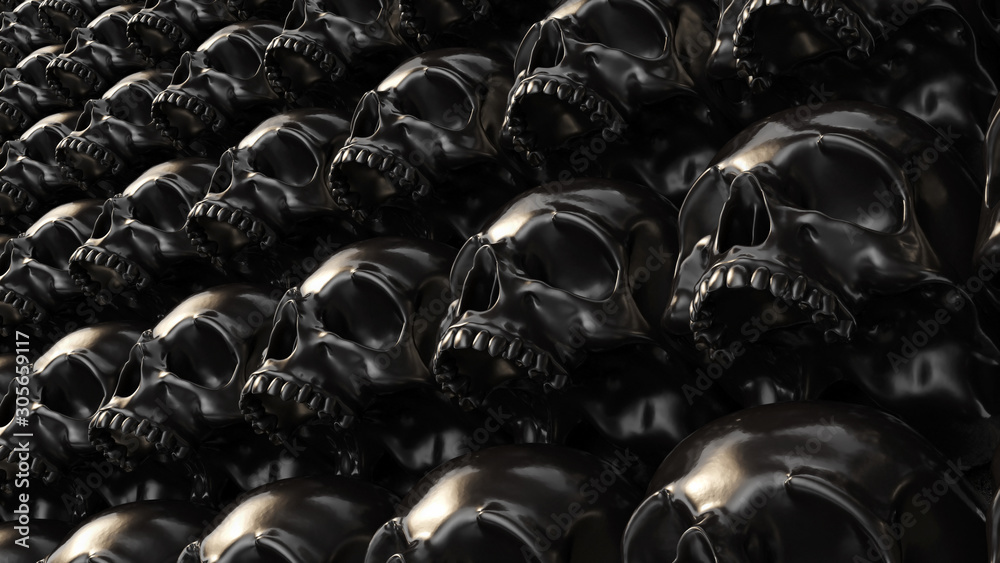 Illustration of black skull collection. 3d rendering Illustration of black skull collection. 3d rendering
