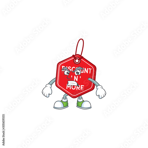 Christmas discount tag cartoon character style with angry face