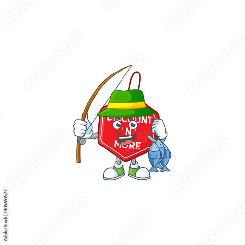 Happy smiley funny Fishing christmas discount tag design