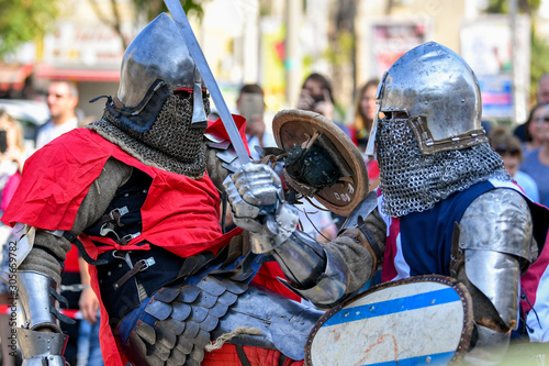 Knights competitions in the medieval battle.