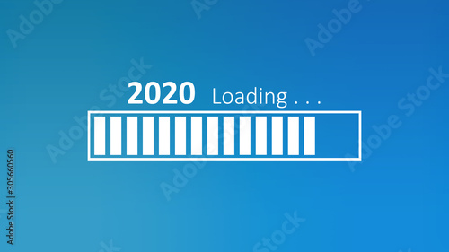 2020 Loading Computer  Ladebildschirm Jahreswechsel 2019 zu 2020 photo